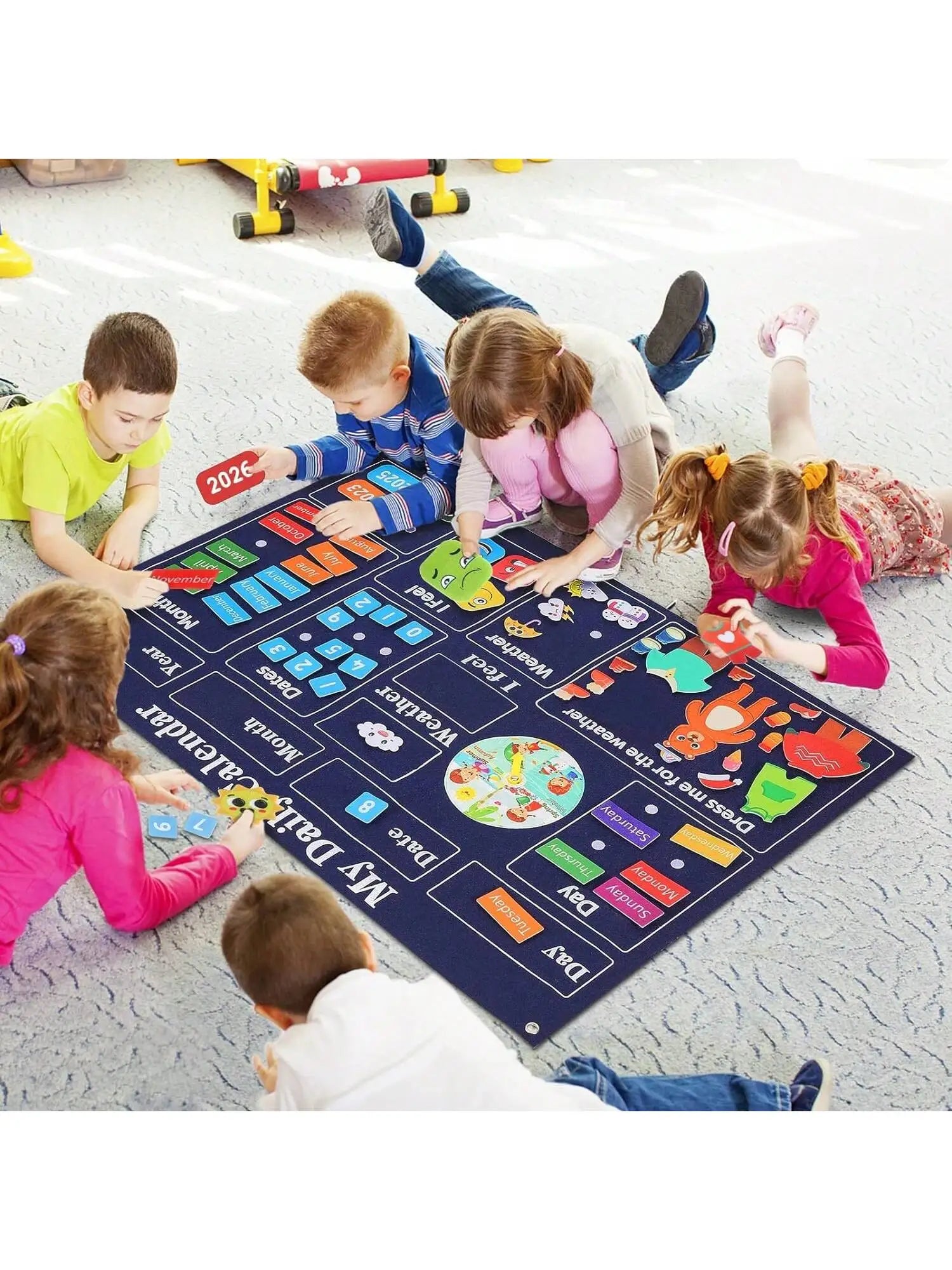 Calendario de fieltro diario My Frist, tablero de cuentos sensoriales Montessori para niños pequeños, actividades diarias, aprendizaje cognitivo, material didáctico en el aula