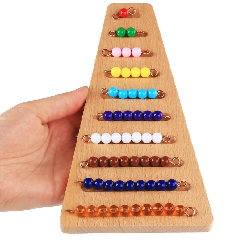Montessori-números 1-9 versión internacional, marco de cuentas, juguetes matemáticos, grupo de tablero de diez escalones con cuentas de Color, juguetes educativos