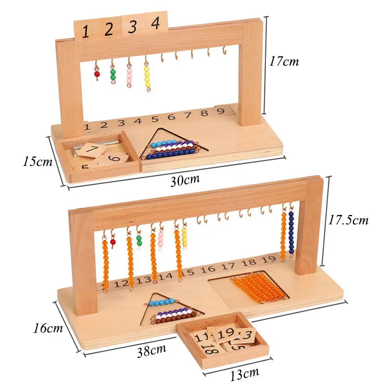 Montessori-números 1-9 versión internacional, marco de cuentas, juguetes matemáticos, grupo de tablero de diez escalones con cuentas de Color, juguetes educativos