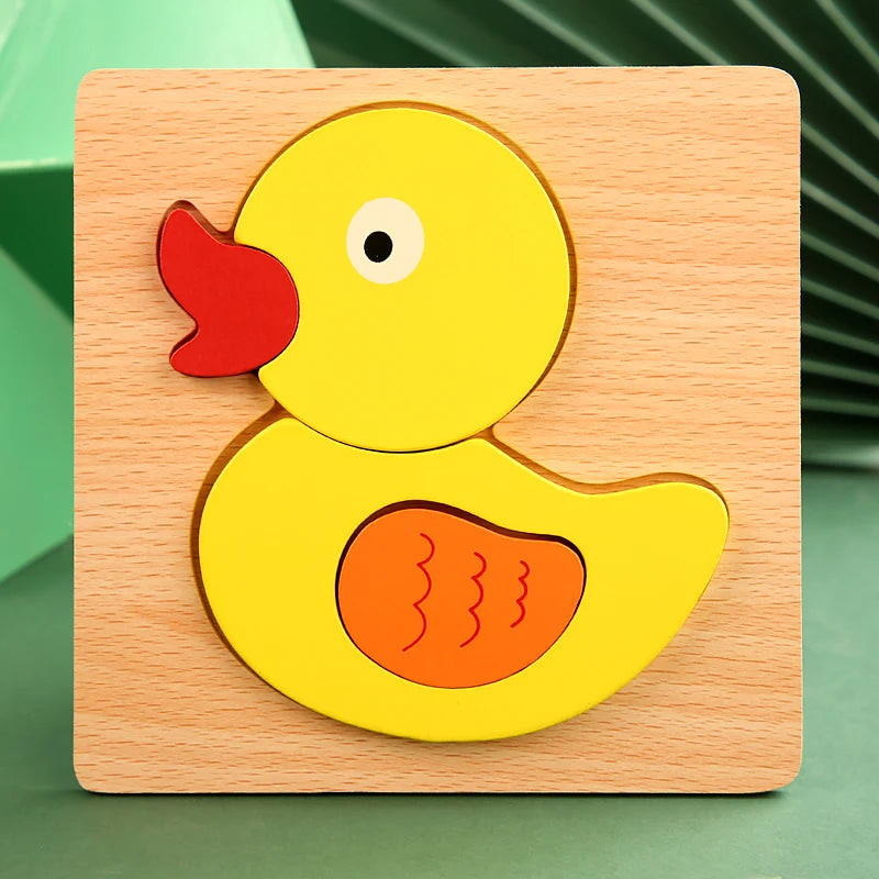 Rompecabezas de madera 3D de alta calidad para bebé, rompecabezas de tráfico de animales de dibujos animados, juego de cognición de aprendizaje temprano, juguetes para niños