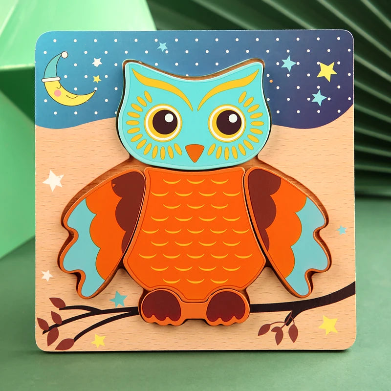 Rompecabezas de madera 3D de alta calidad para bebé, rompecabezas de tráfico de animales de dibujos animados, juego de cognición de aprendizaje temprano, juguetes para niños