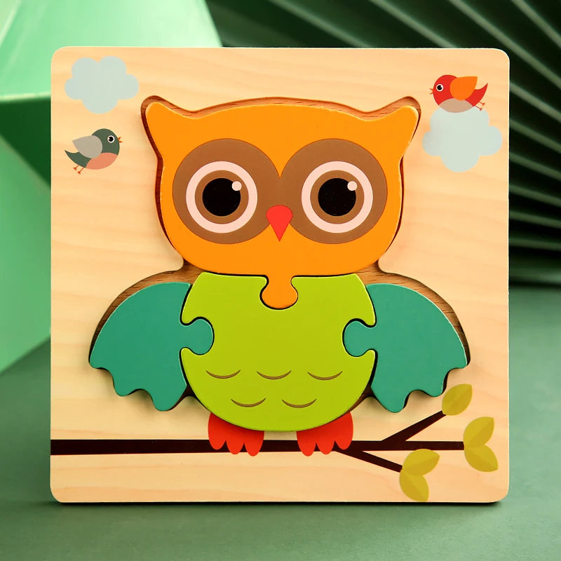 Rompecabezas de madera 3D de alta calidad para bebé, rompecabezas de tráfico de animales de dibujos animados, juego de cognición de aprendizaje temprano, juguetes para niños