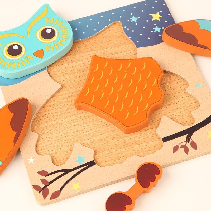 Rompecabezas de madera 3D de alta calidad para bebé, rompecabezas de tráfico de animales de dibujos animados, juego de cognición de aprendizaje temprano, juguetes para niños