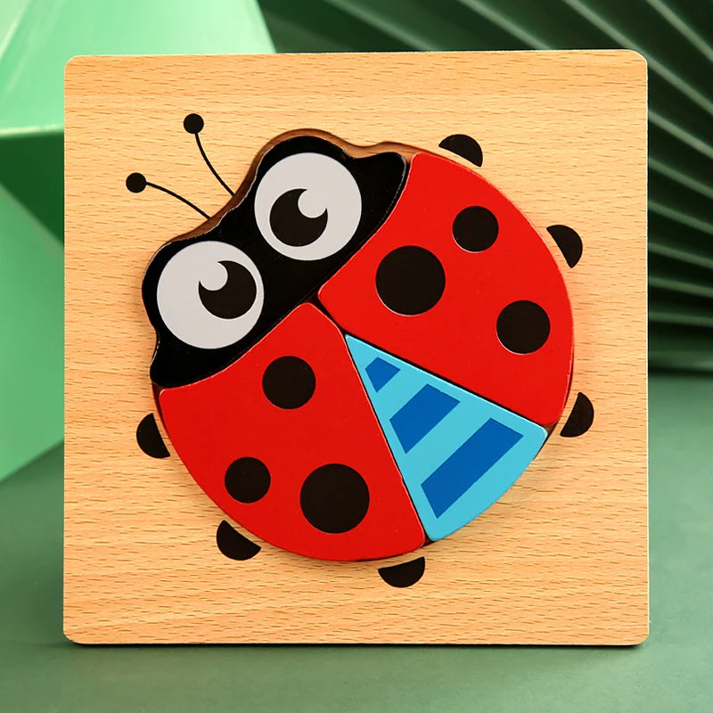 Rompecabezas de madera 3D de alta calidad para bebé, rompecabezas de tráfico de animales de dibujos animados, juego de cognición de aprendizaje temprano, juguetes para niños