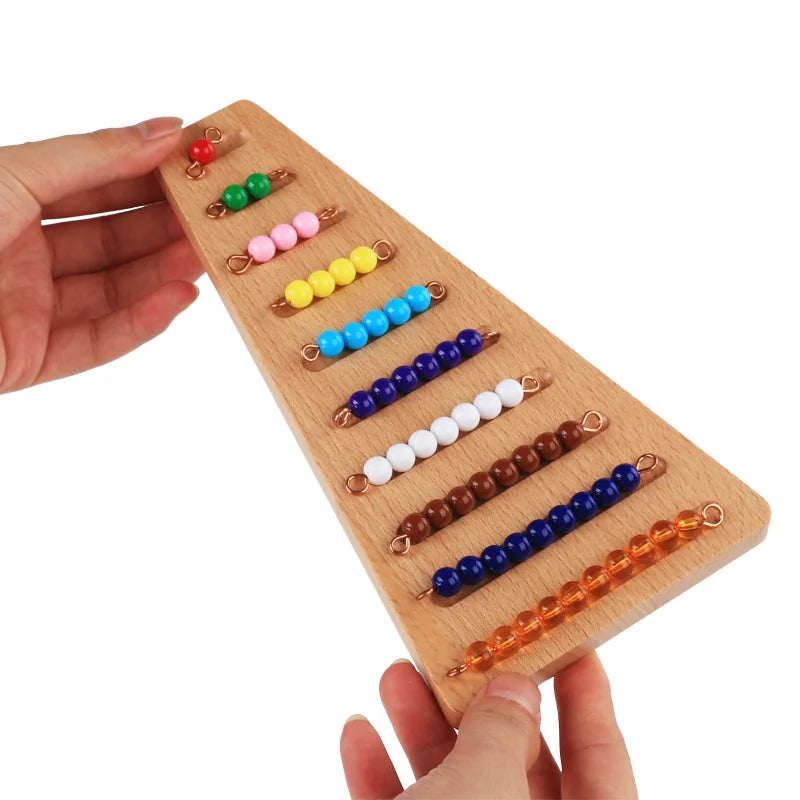 Montessori-números 1-9 versión internacional, marco de cuentas, juguetes matemáticos, grupo de tablero de diez escalones con cuentas de Color, juguetes educativos