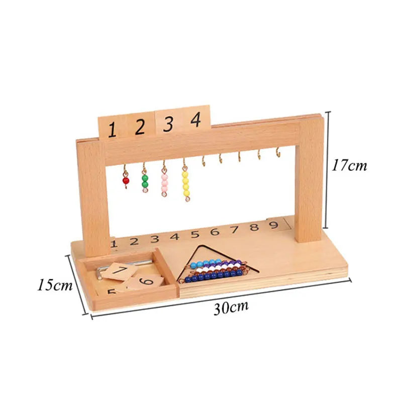 Montessori-números 1-9 versión internacional, marco de cuentas, juguetes matemáticos, grupo de tablero de diez escalones con cuentas de Color, juguetes educativos