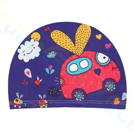 Gorro de natación para niños, bonito gorro de tela de dibujos animados para piscina, deportes acuáticos, protege las orejas, gorros de baño para niños y niñas