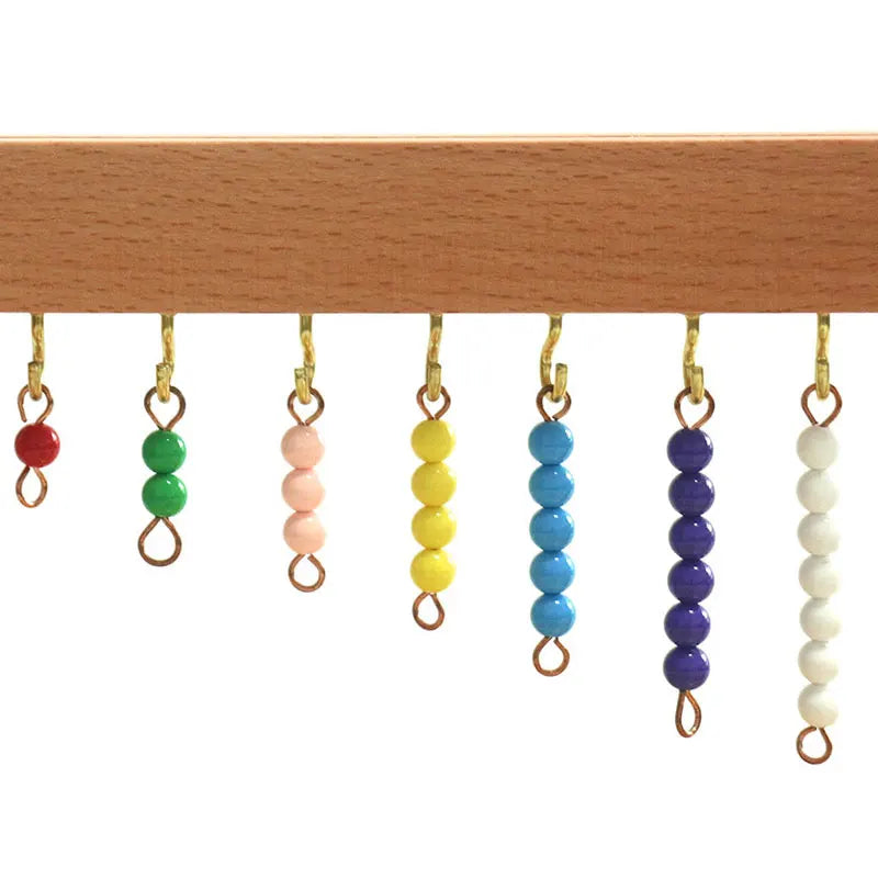 Montessori-números 1-9 versión internacional, marco de cuentas, juguetes matemáticos, grupo de tablero de diez escalones con cuentas de Color, juguetes educativos