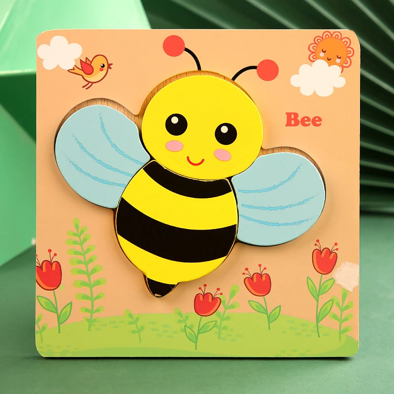 Rompecabezas de madera 3D de alta calidad para bebé, rompecabezas de tráfico de animales de dibujos animados, juego de cognición de aprendizaje temprano, juguetes para niños