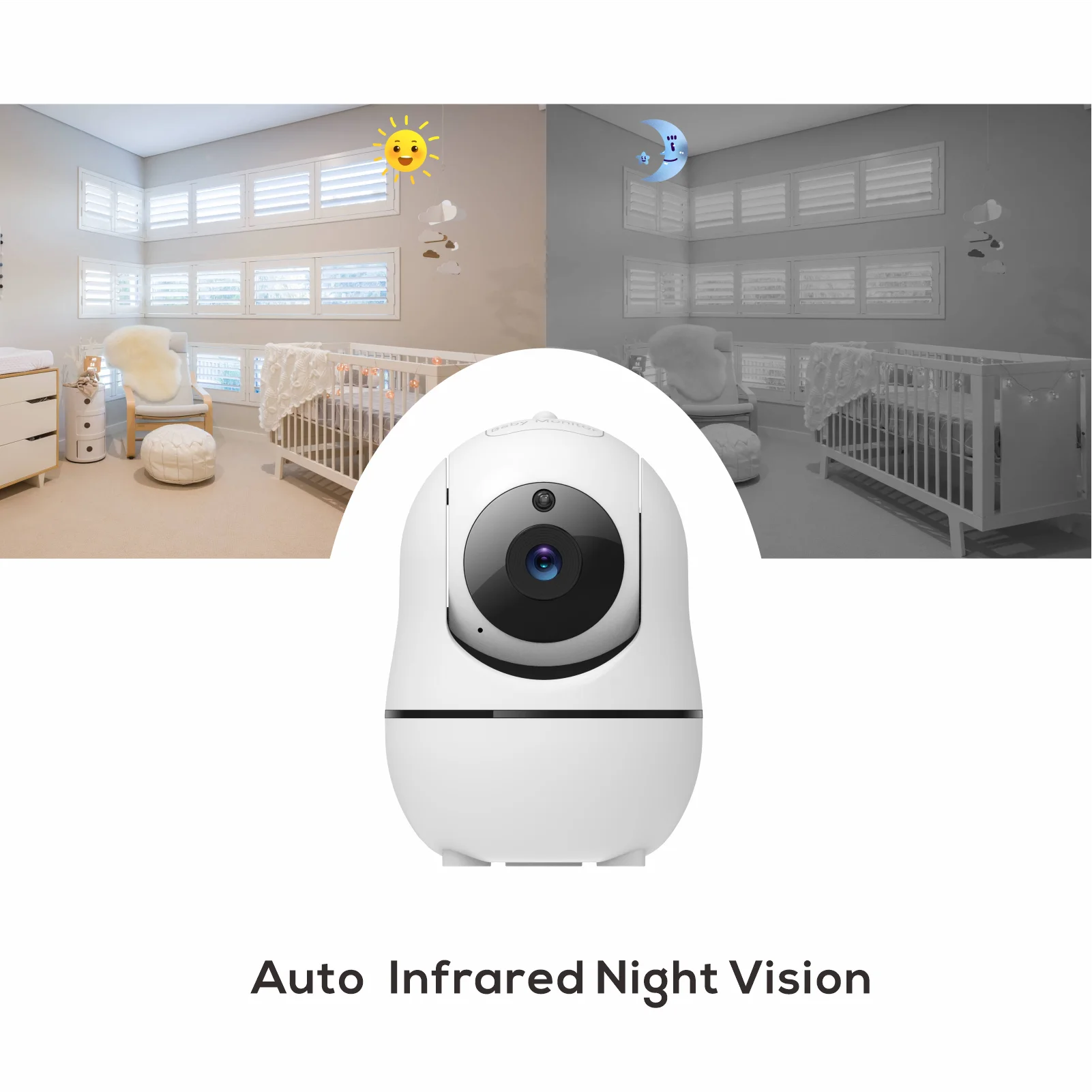 Monitor de Video para bebé de 5 pulgadas con dos cámaras y Audio, visión nocturna, Zoom 4X, rango de 1000 pies, Audio bidireccional, Sensor de temperatura, canciones de cuna