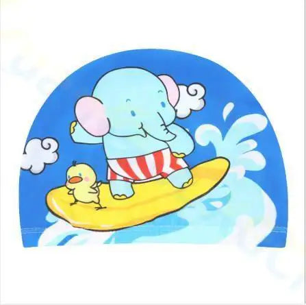 Gorro de natación para niños, bonito gorro de tela de dibujos animados para piscina, deportes acuáticos, protege las orejas, gorros de baño para niños y niñas