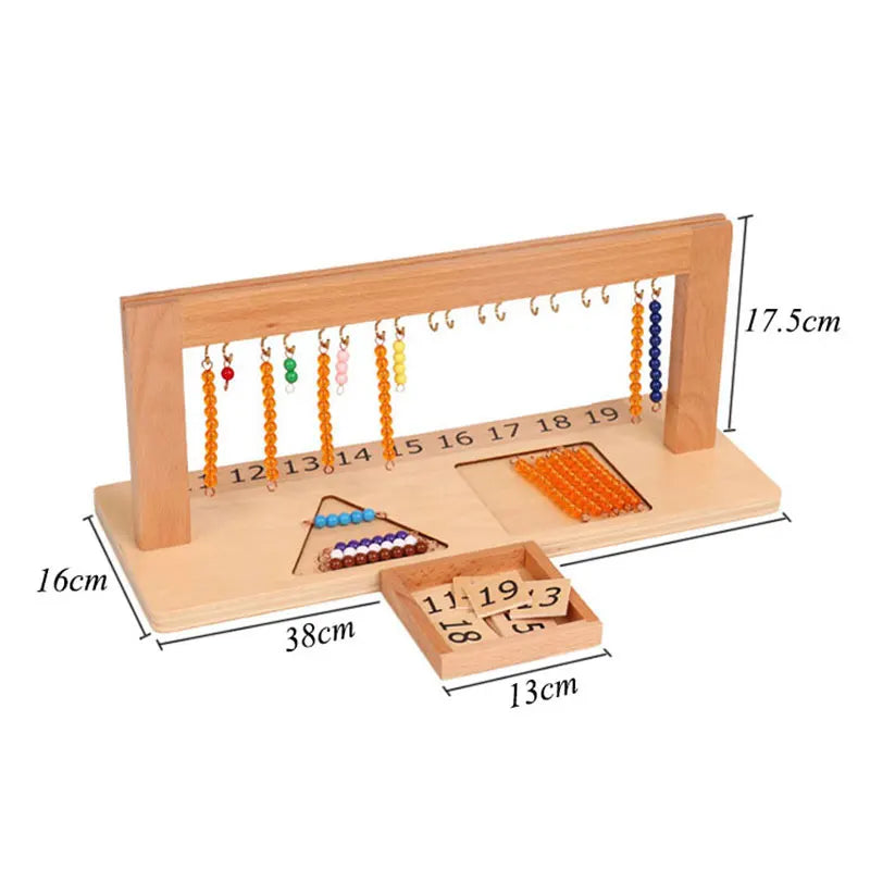 Montessori-números 1-9 versión internacional, marco de cuentas, juguetes matemáticos, grupo de tablero de diez escalones con cuentas de Color, juguetes educativos