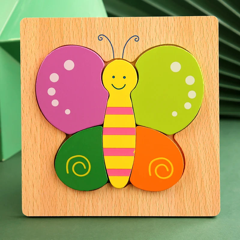 Rompecabezas de madera 3D de alta calidad para bebé, rompecabezas de tráfico de animales de dibujos animados, juego de cognición de aprendizaje temprano, juguetes para niños