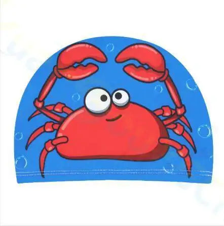 Gorro de natación para niños, bonito gorro de tela de dibujos animados para piscina, deportes acuáticos, protege las orejas, gorros de baño para niños y niñas