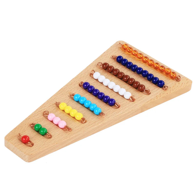 Montessori-números 1-9 versión internacional, marco de cuentas, juguetes matemáticos, grupo de tablero de diez escalones con cuentas de Color, juguetes educativos