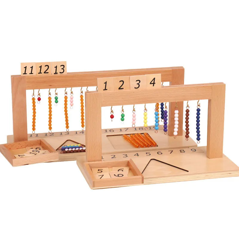 Montessori-números 1-9 versión internacional, marco de cuentas, juguetes matemáticos, grupo de tablero de diez escalones con cuentas de Color, juguetes educativos