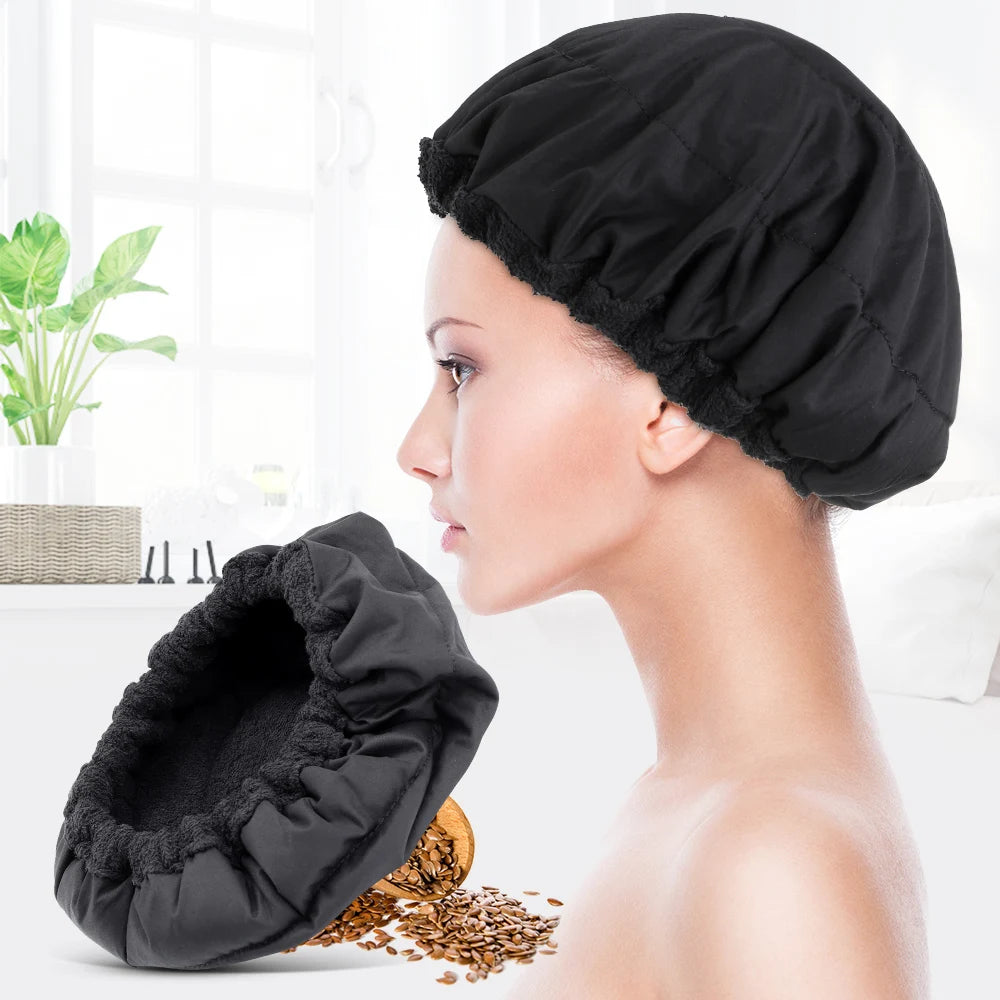 Gorro de linaza para el cuidado del cabello, gorro de calentamiento inalámbrico, mascarilla para el cabello, cabezal caliente, microondas, gorro de secado térmico, vaporizador para el cuidado del cabello