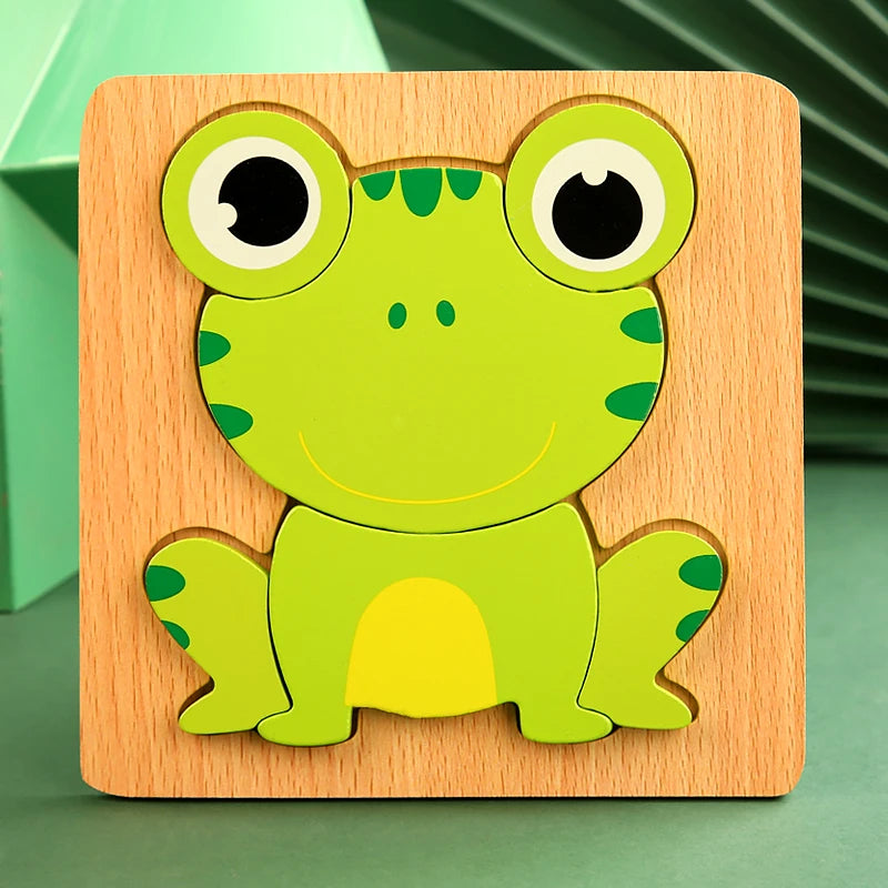 Rompecabezas de madera 3D de alta calidad para bebé, rompecabezas de tráfico de animales de dibujos animados, juego de cognición de aprendizaje temprano, juguetes para niños