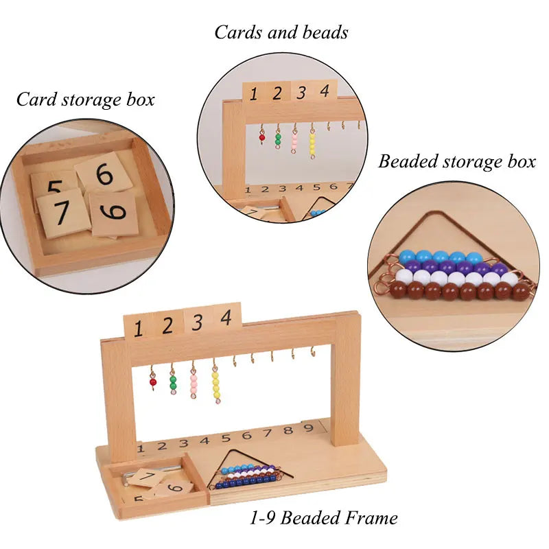 Montessori-números 1-9 versión internacional, marco de cuentas, juguetes matemáticos, grupo de tablero de diez escalones con cuentas de Color, juguetes educativos