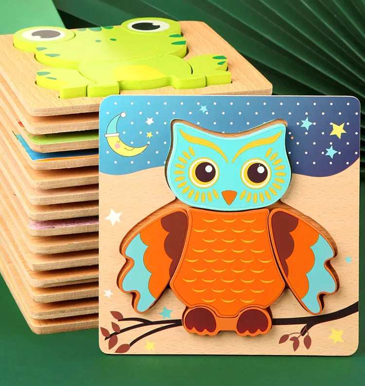 Rompecabezas de madera 3D de alta calidad para bebé, rompecabezas de tráfico de animales de dibujos animados, juego de cognición de aprendizaje temprano, juguetes para niños