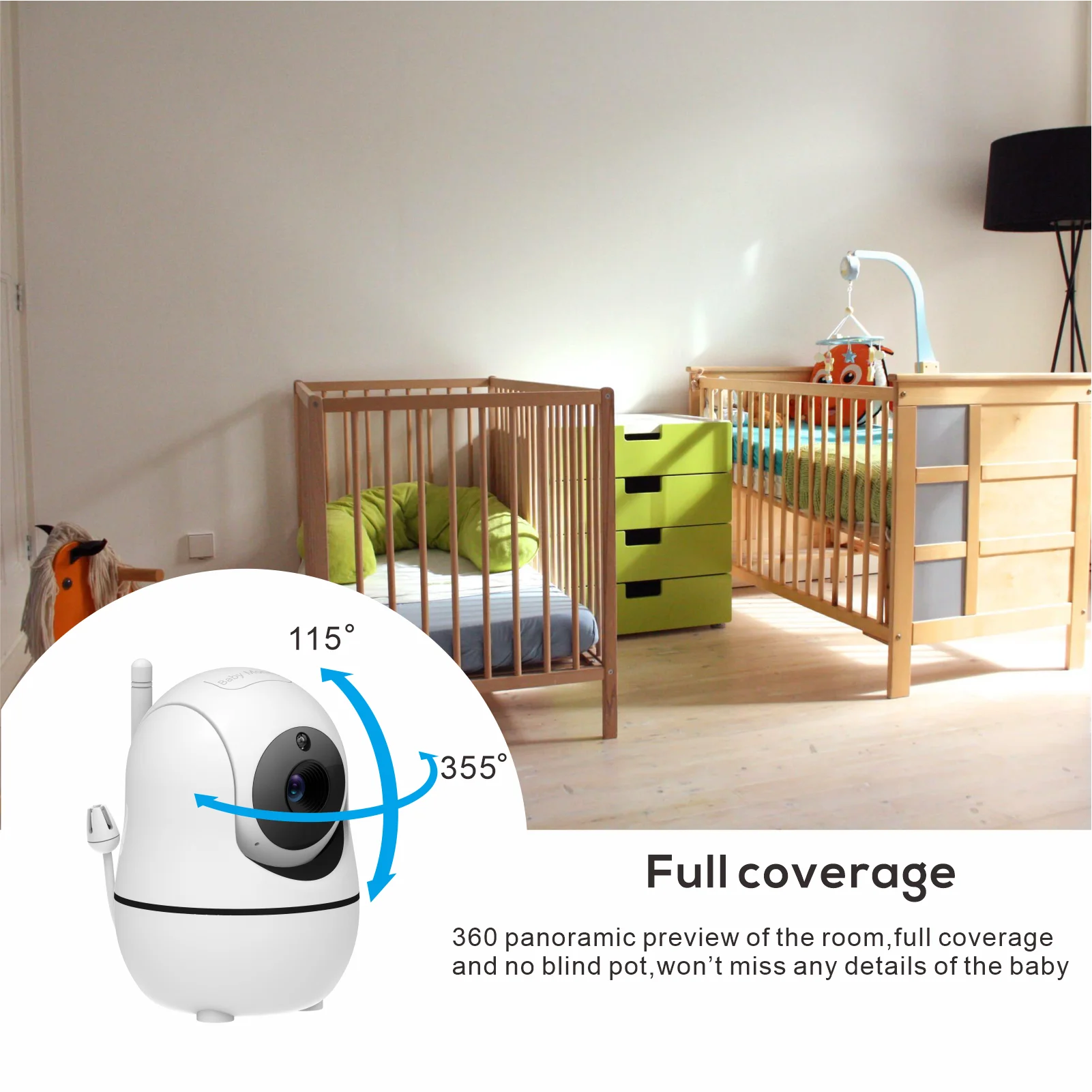 Monitor de Video para bebé de 5 pulgadas con dos cámaras y Audio, visión nocturna, Zoom 4X, rango de 1000 pies, Audio bidireccional, Sensor de temperatura, canciones de cuna