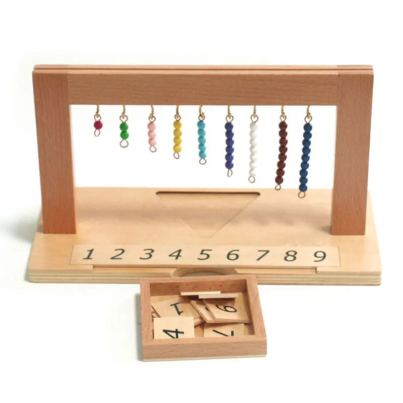 Montessori-números 1-9 versión internacional, marco de cuentas, juguetes matemáticos, grupo de tablero de diez escalones con cuentas de Color, juguetes educativos