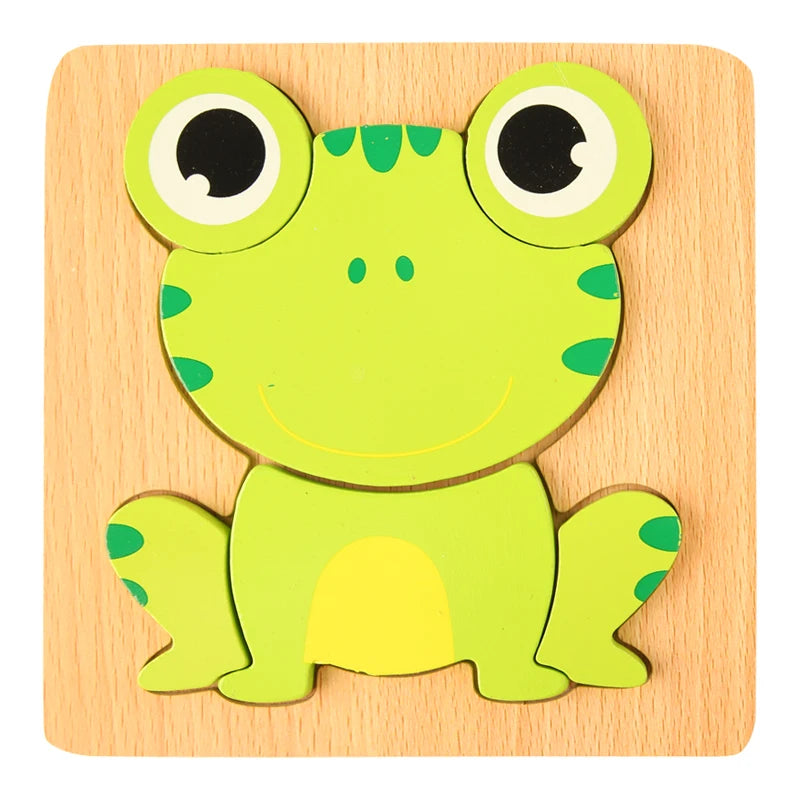 Rompecabezas de madera 3D de alta calidad para bebé, rompecabezas de tráfico de animales de dibujos animados, juego de cognición de aprendizaje temprano, juguetes para niños