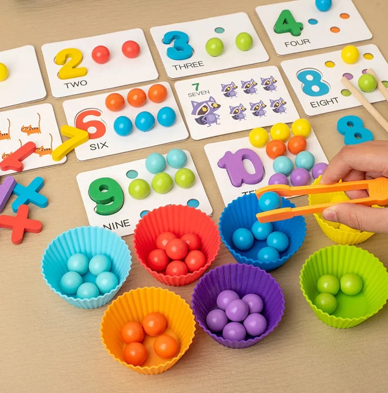 Accesorios de matemáticas Montessori para bebé, rompecabezas de emparejamiento cognitivo Digital, perla ingeniosa, juguetes de acción fina para niños