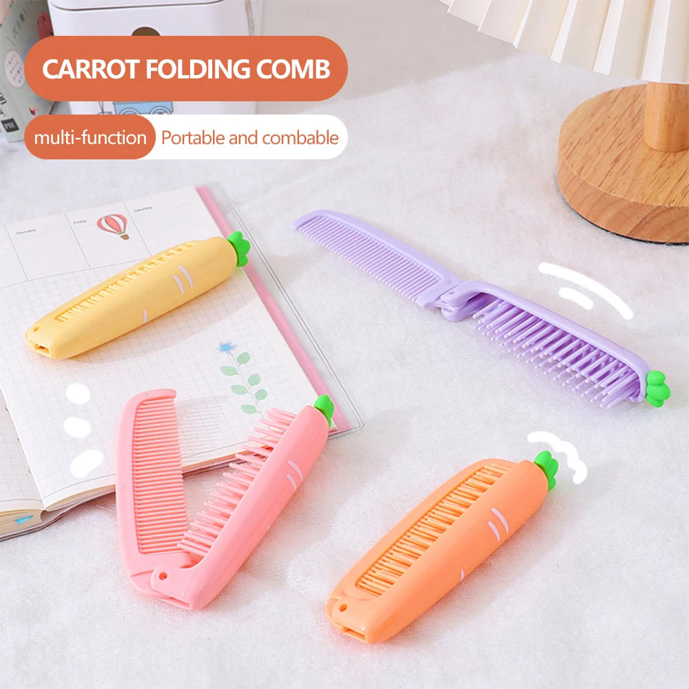 Peine de dientes suaves portátil para niños, cepillos de pelo, peine plegable de dibujos animados bonitos para niños, niños, niñas, cepillos y peine para el cuidado del cabello de bebés