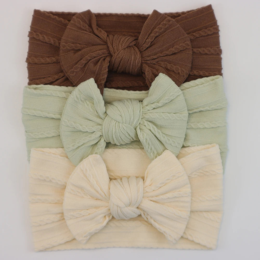 3 unids/set de diademas para bebé, lote de diadema con lazo para niña, gorros para recién nacido, turbante de nailon suave para niños, diademas para niños, accesorios para el cabello