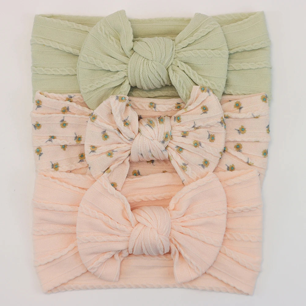 3 unids/set de diademas para bebé, lote de diadema con lazo para niña, gorros para recién nacido, turbante de nailon suave para niños, diademas para niños, accesorios para el cabello