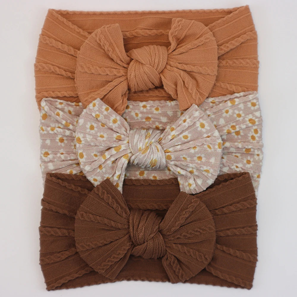 3 unids/set de diademas para bebé, lote de diadema con lazo para niña, gorros para recién nacido, turbante de nailon suave para niños, diademas para niños, accesorios para el cabello