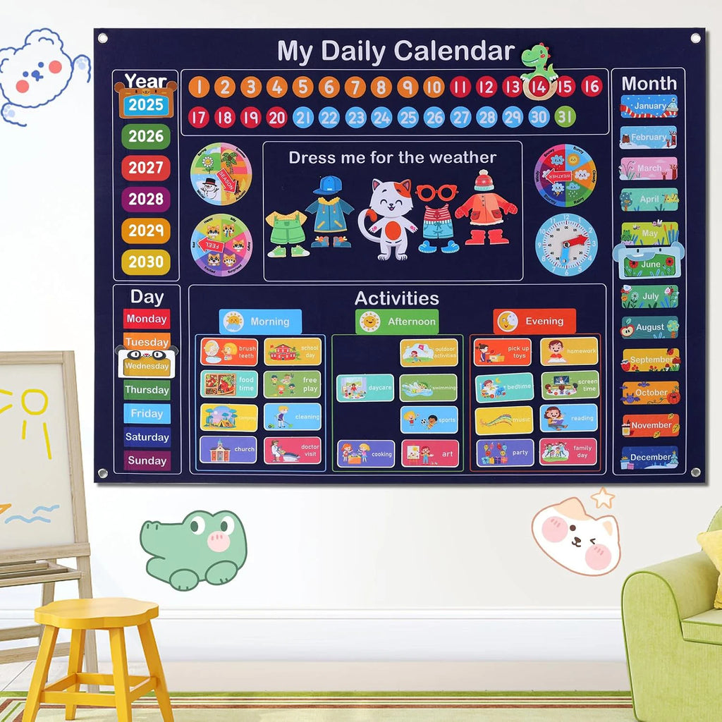 Calendario de fieltro diario My Frist, tablero de cuentos sensoriales Montessori para niños pequeños, actividades diarias, aprendizaje cognitivo, material didáctico en el aula
