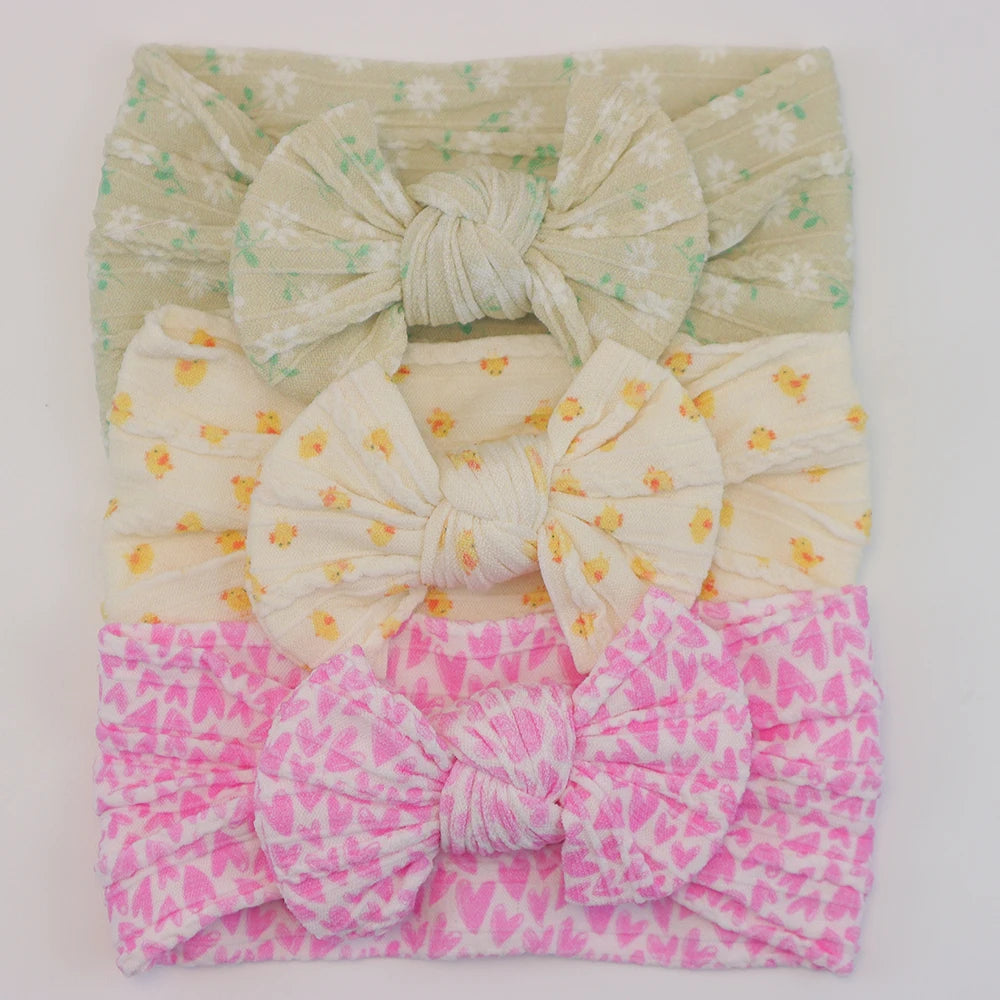 3 unids/set de diademas para bebé, lote de diadema con lazo para niña, gorros para recién nacido, turbante de nailon suave para niños, diademas para niños, accesorios para el cabello