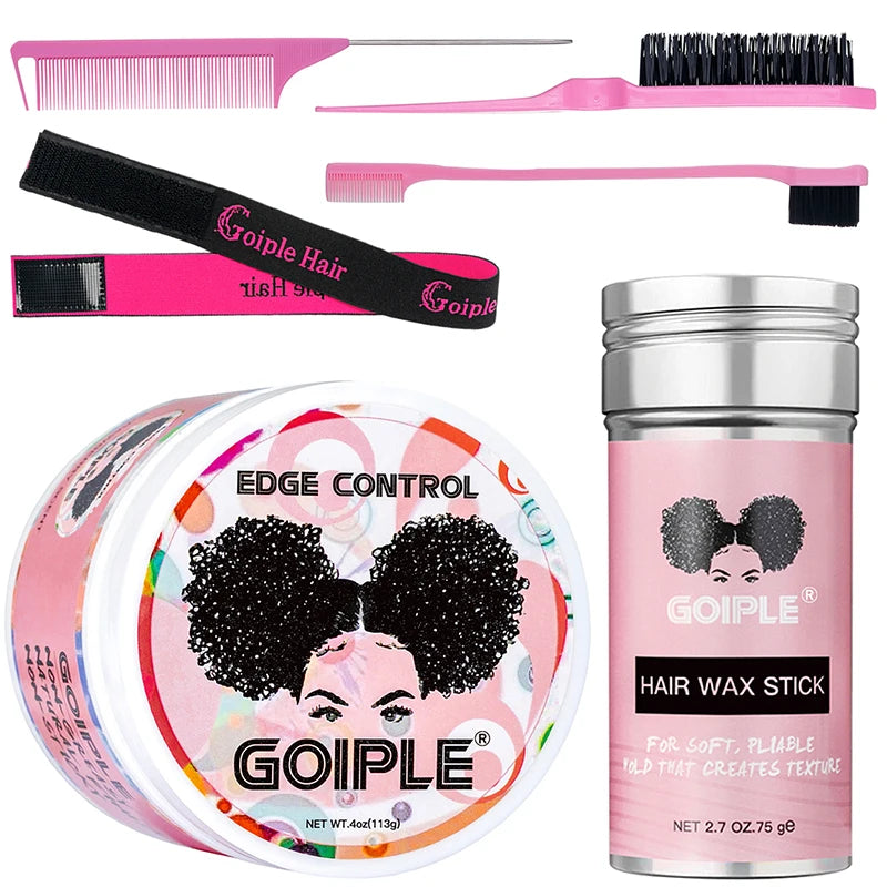 GOIPLE-Juego de peines para el cabello con barra de cera, 75g, sujeción perfecta, acabado para el cabello roto, pomada Tame Flyaways Slick Stick, crema de estilismo con vitamina E