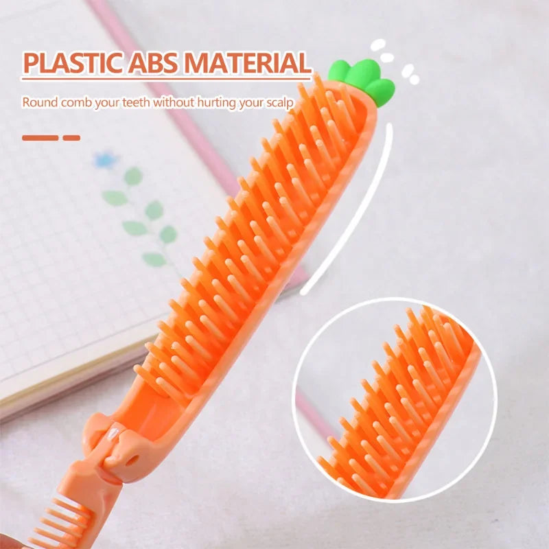 Peine de dientes suaves portátil para niños, cepillos de pelo, peine plegable de dibujos animados bonitos para niños, niños, niñas, cepillos y peine para el cuidado del cabello de bebés