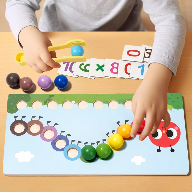 Accesorios de matemáticas Montessori para bebé, rompecabezas de emparejamiento cognitivo Digital, perla ingeniosa, juguetes de acción fina para niños