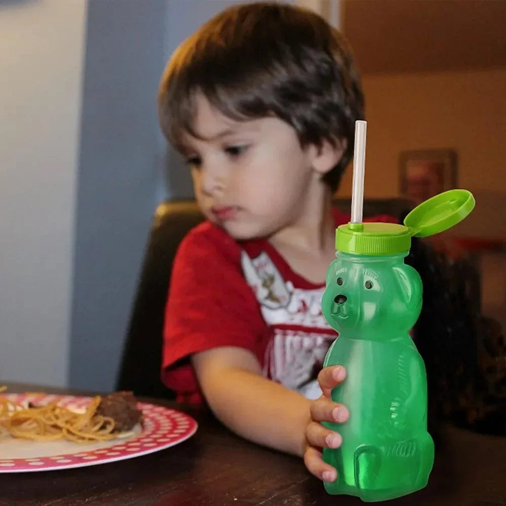 Tazas de paja Honey Bear para bebés con pajitas flexibles Botellas para sorber de 8 OZ de calidad alimentaria y sin BPA