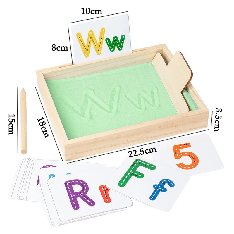 Juguetes Montessori de entrenamiento de Motor fino para niños, caja de arena de madera con aprendizaje abierto parroquial, juego de juegos sensoriales controlados con bolígrafo