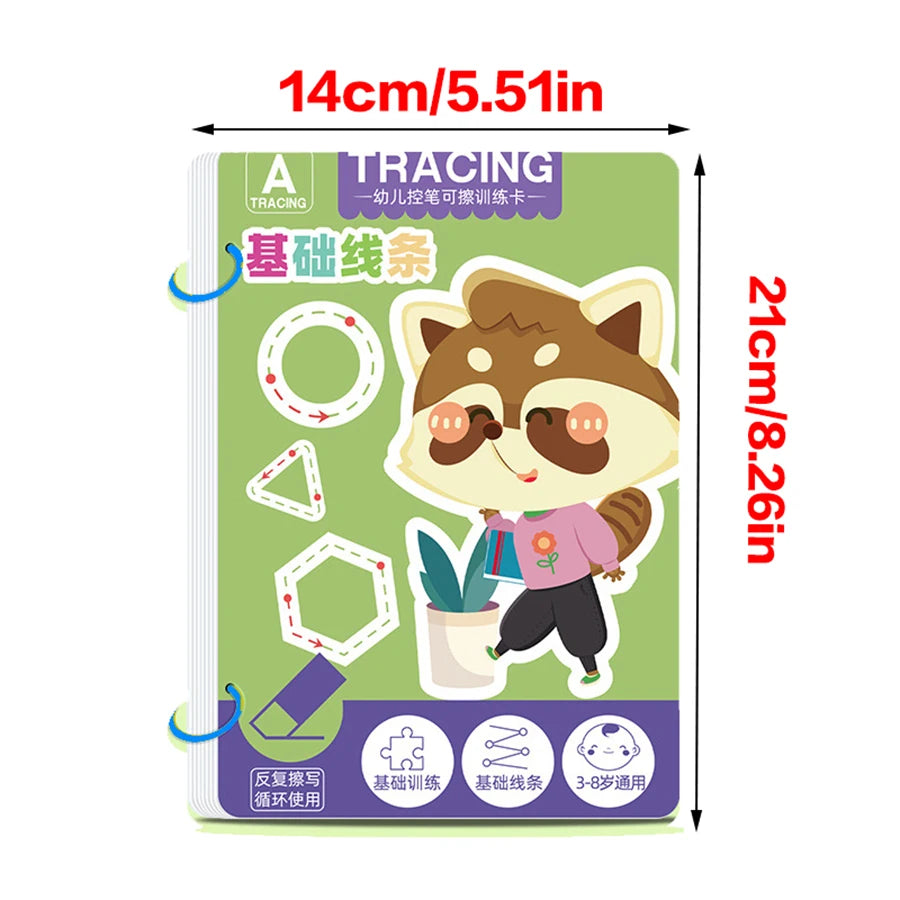 Cuaderno de trabajo de entrenamiento con Control de bolígrafo para niños pequeños, cuaderno de práctica de rastreo mágico para bebés, escritura reutilizable, dibujo, libros educativos con imágenes