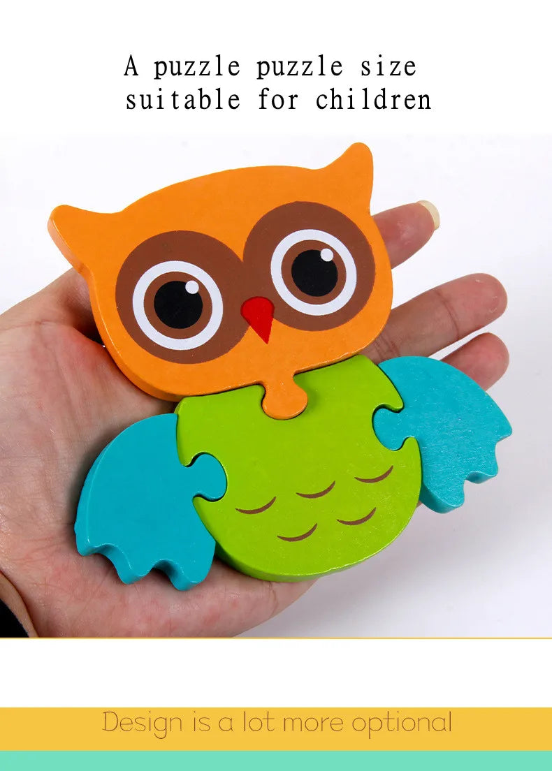 Rompecabezas de madera 3D de alta calidad para bebé, rompecabezas de tráfico de animales de dibujos animados, juego de cognición de aprendizaje temprano, juguetes para niños