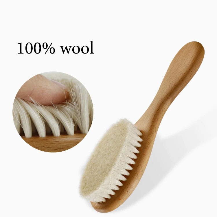 Cepillo de madera personalizado para bebé, peine de lana con nombre personalizado para bebé, cepillo para el pelo para recién nacido, masajeador de cabeza infantil, cepillo de baño, peine para niños