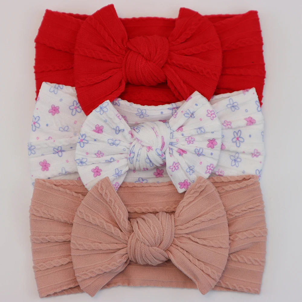 3 unids/set de diademas para bebé, lote de diadema con lazo para niña, gorros para recién nacido, turbante de nailon suave para niños, diademas para niños, accesorios para el cabello