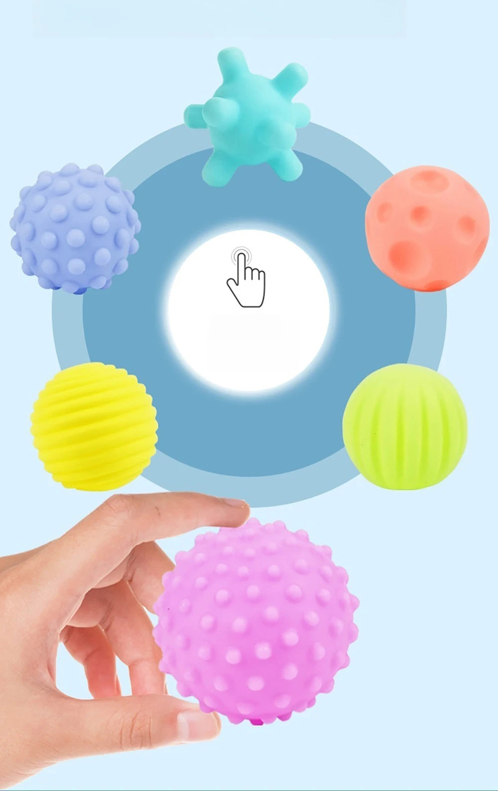 Juego de bolas múltiples texturizadas para niños, 6 piezas, juguete para desarrollar sentidos táctiles, pelota de mano táctil, pelota de entrenamiento, bolas suaves de masaje, regalos para niños