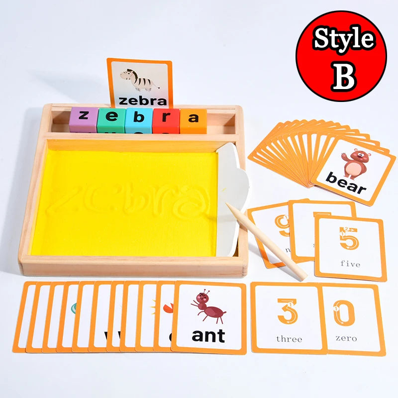 Juguetes Montessori de entrenamiento de Motor fino para niños, caja de arena de madera con aprendizaje abierto parroquial, juego de juegos sensoriales controlados con bolígrafo