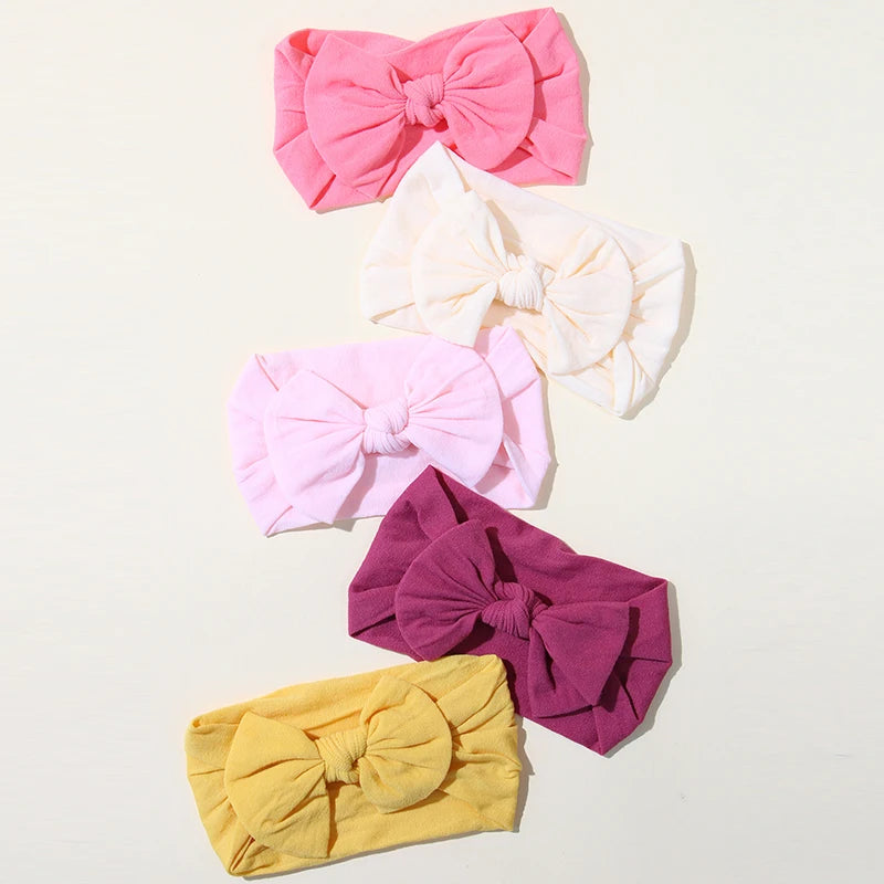 5 unids/set diadema para bebé lindo Bowknot banda para el cabello para niñas recién nacidas accesorios elásticos suaves para el cabello para niños