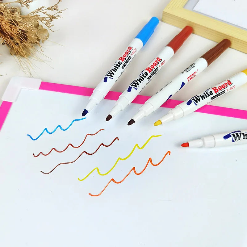 Bolígrafo flotante de agua, bolígrafos de tinta mágica con cuchara, pintura al agua de Color flotante, tiza artística, juego de dibujo de grafiti para niños