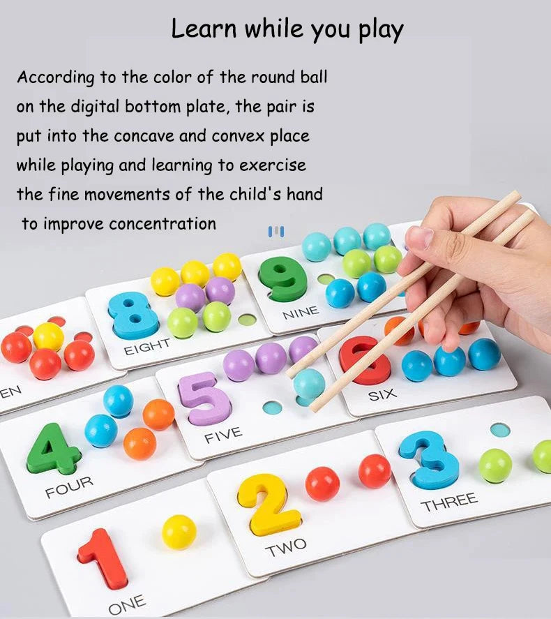 Accesorios de matemáticas Montessori para bebé, rompecabezas de emparejamiento cognitivo Digital, perla ingeniosa, juguetes de acción fina para niños