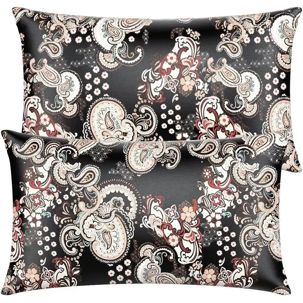 Funda de almohada de satén para pelo y piel, juego de 2 fundas de almohada con estampado de leopardo gris, fundas de almohada de satén de seda con cierre de sobre