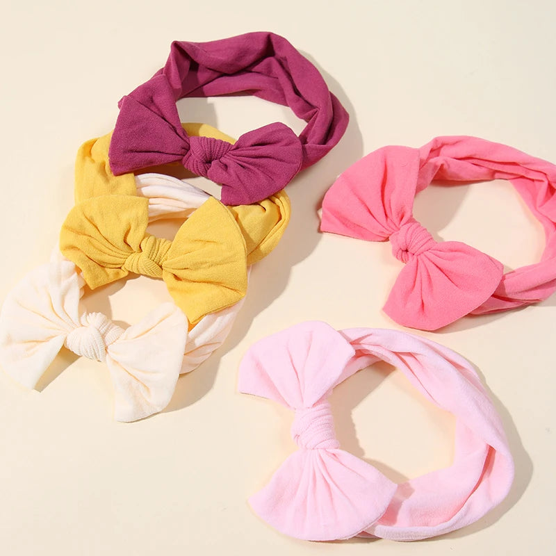 5 unids/set diadema para bebé lindo Bowknot banda para el cabello para niñas recién nacidas accesorios elásticos suaves para el cabello para niños